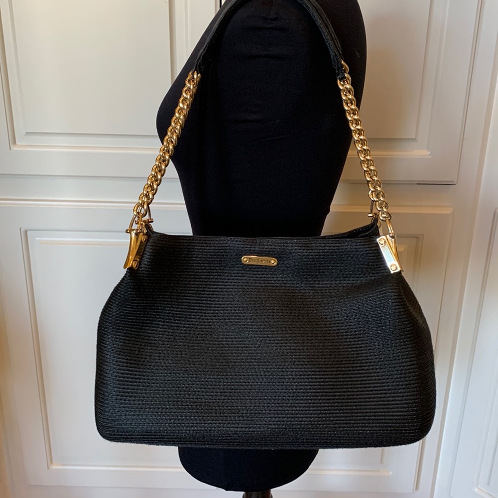 Classy Black Straw Eric Javits Shoulder Bag